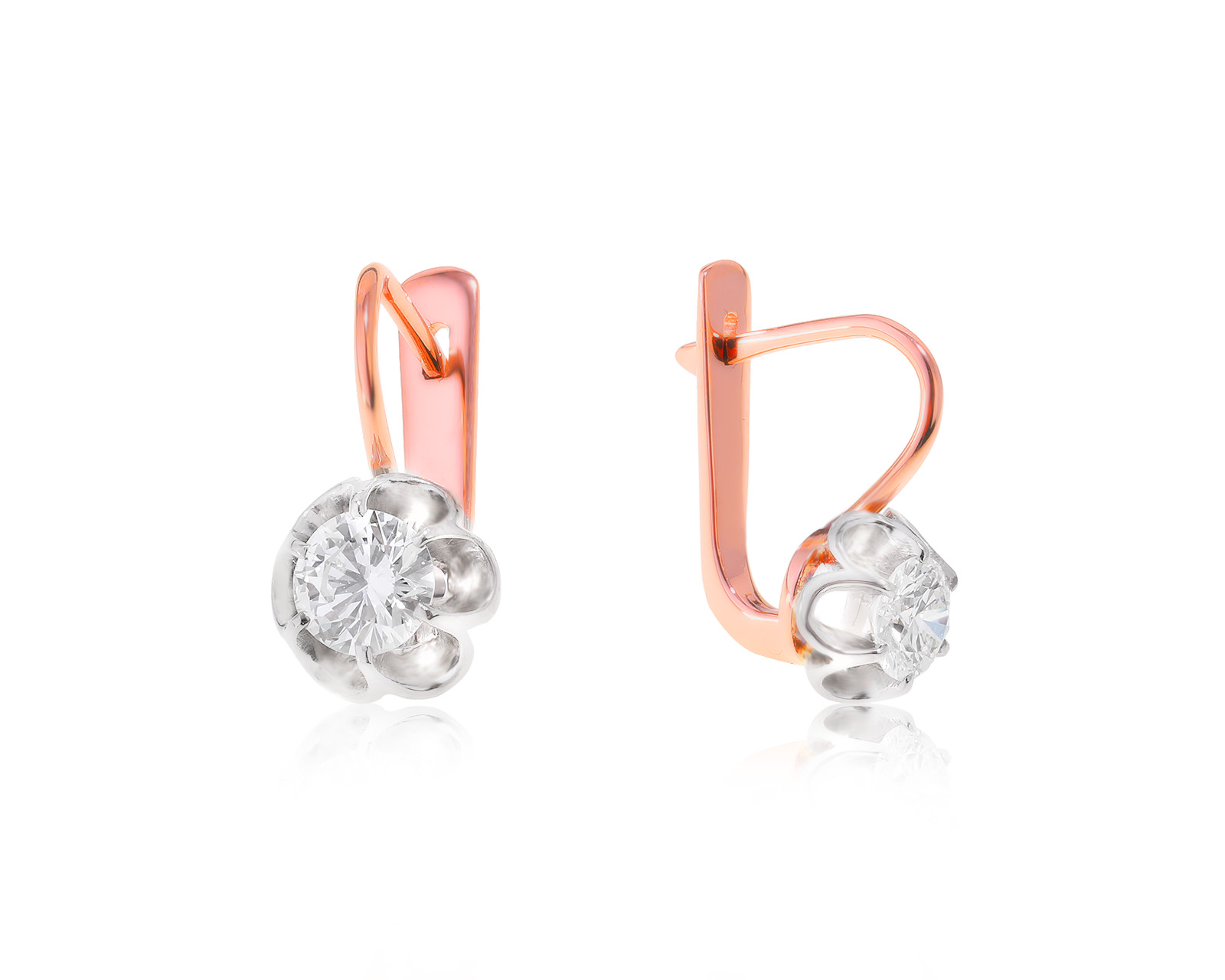 Нарядные золотые серьги с бриллиантами 0.80ct СССР 141122/4