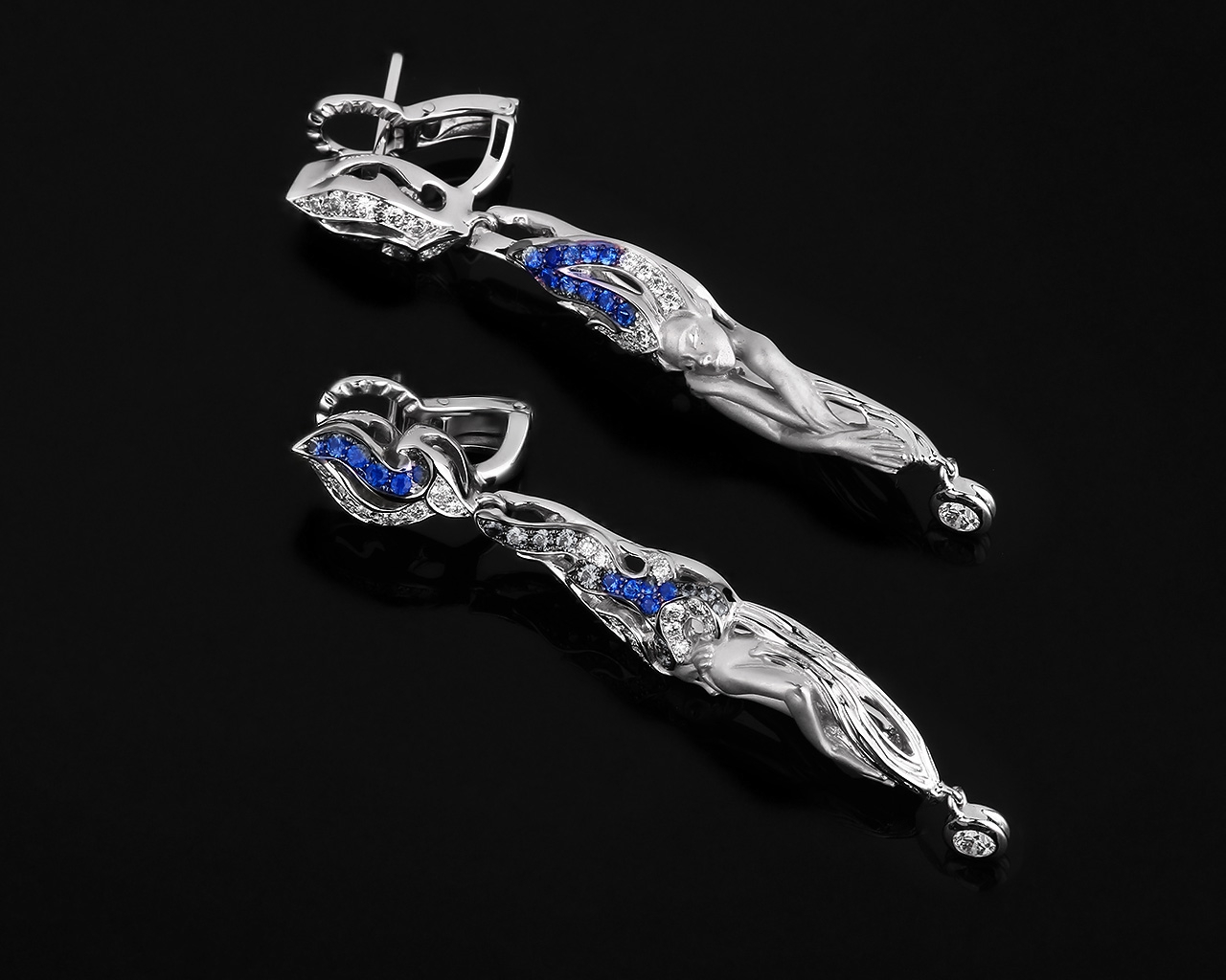 Золотые серьги с сапфирами и бриллиантами Magerit 220118/7