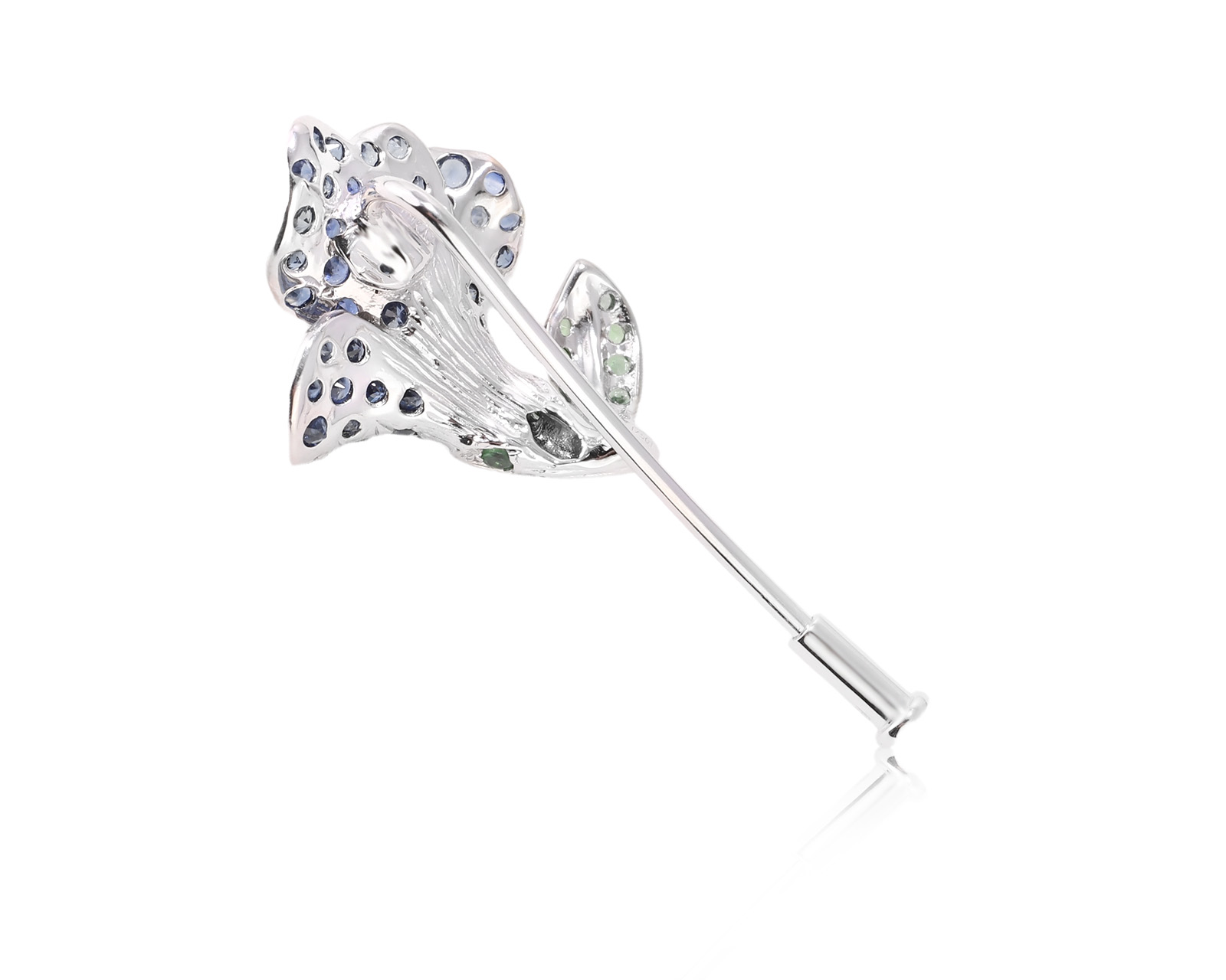 Золотая брошь с сапфирами 1.27ct и бриллиантами 0.14ct