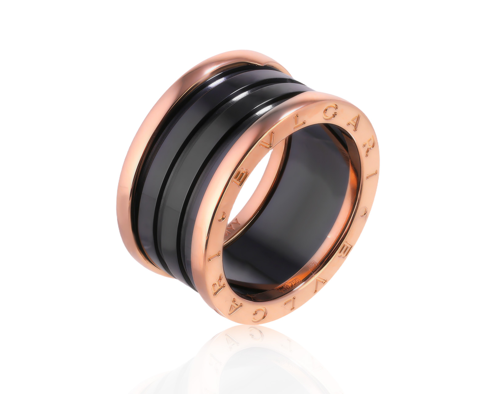 Оригинальное золотое кольцо с черной керамикой Bvlgari B.Zero1 990288/1