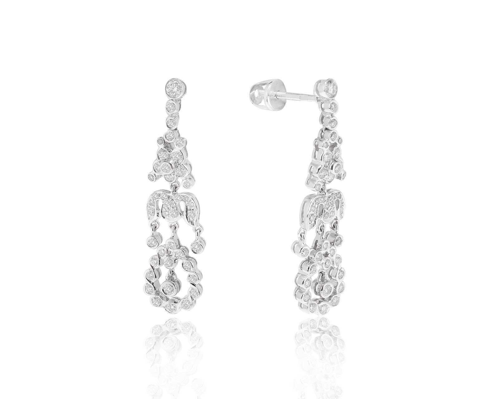 Богатые золотые серьги с бриллиантами 1.08ct 050423/5