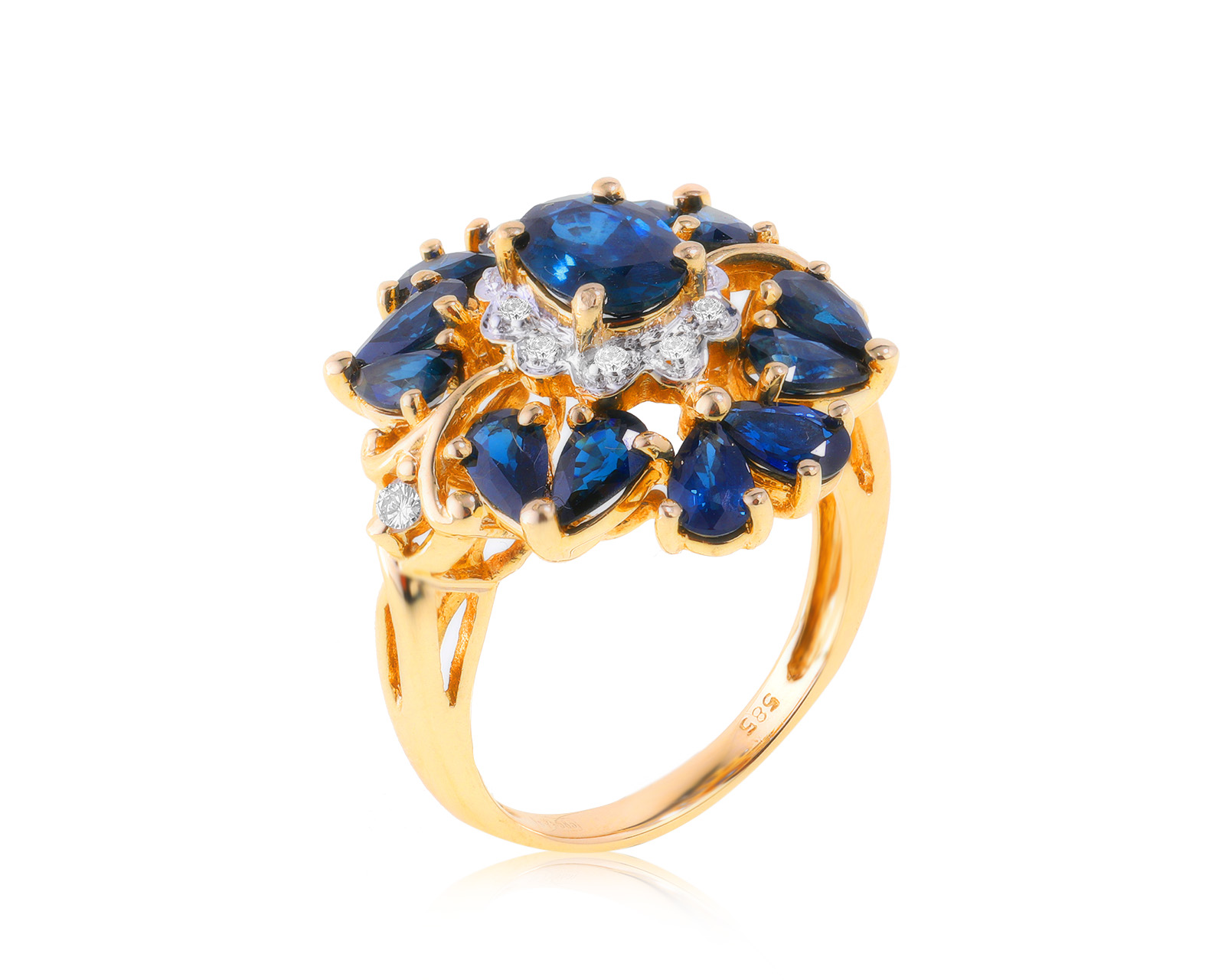 Притягательное золотое кольцо с сапфирами 4.09ct 121222/6
