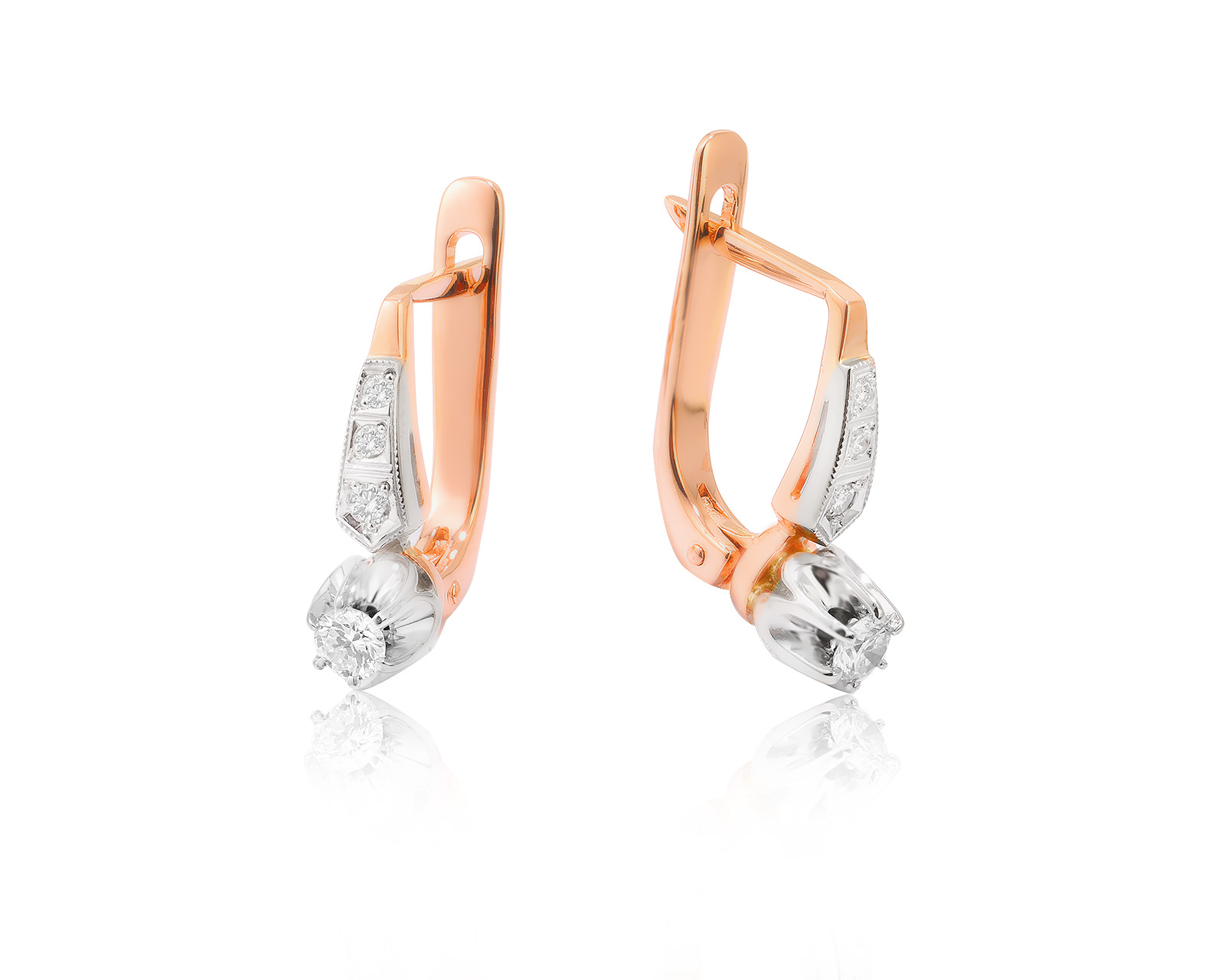 Золотые серьги с бриллиантами 0.27ct 200324/4