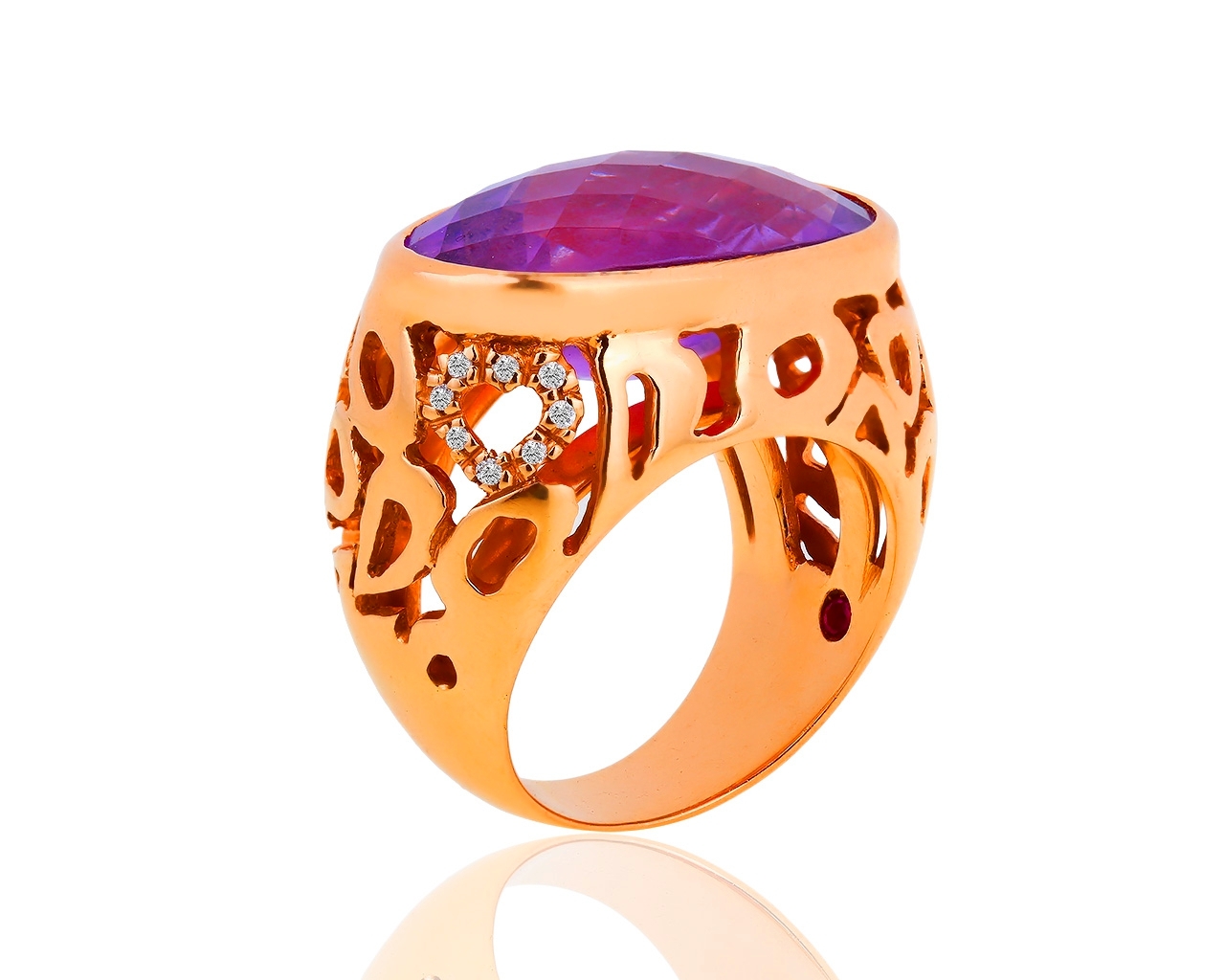 Золотое кольцо с бриллиантами и аметистом Roberto Coin 120219/9