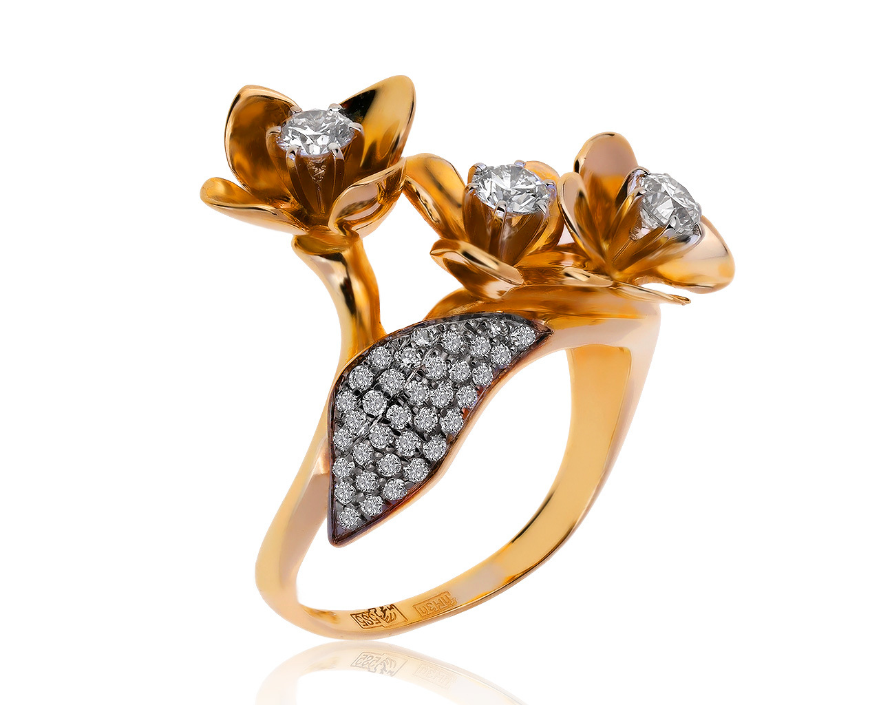 Королевское золотое кольцо с бриллиантами 0.90ct 160620/15