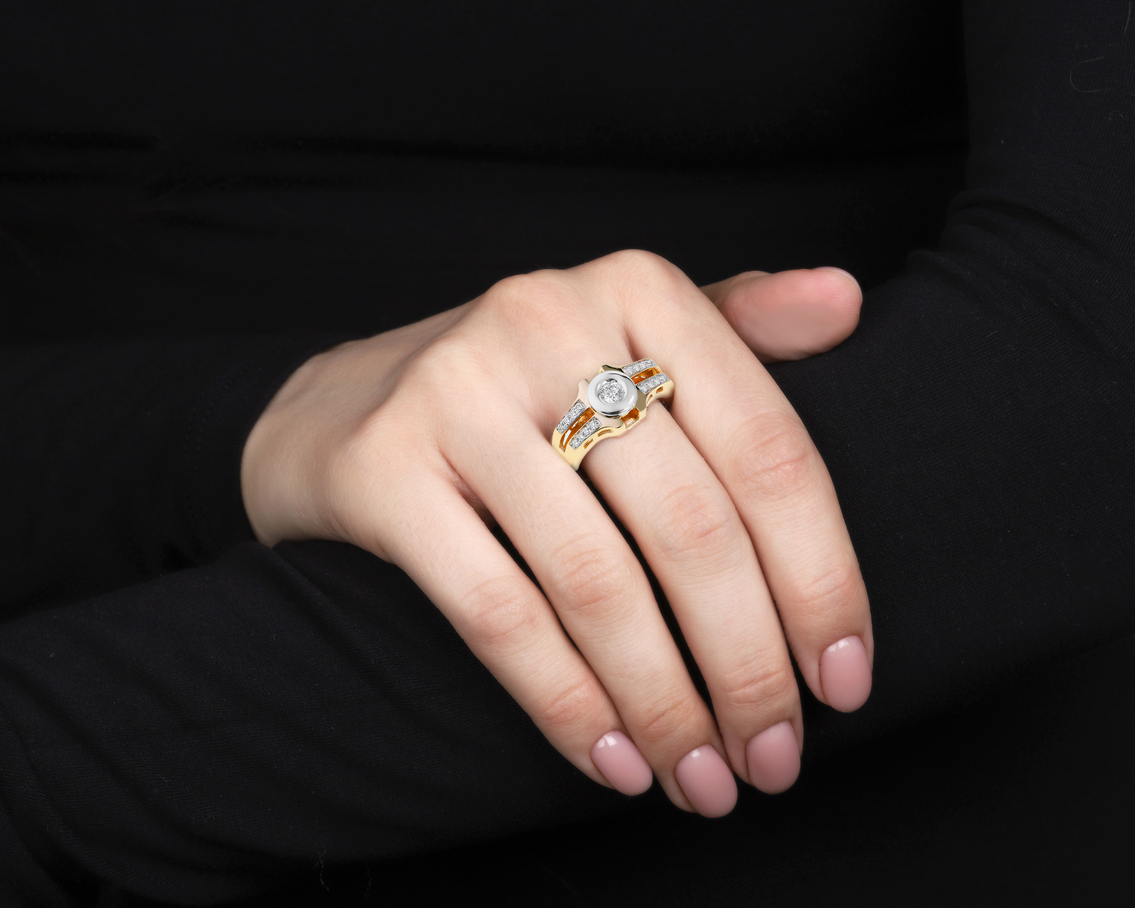 Престижное золотое кольцо с бриллиантами 0.46ct