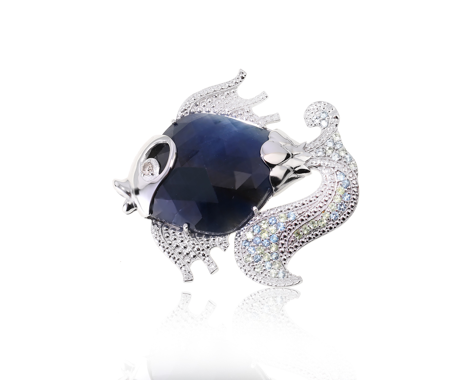 Золотая брошь с цветными камнями 23.10ct 190224/8