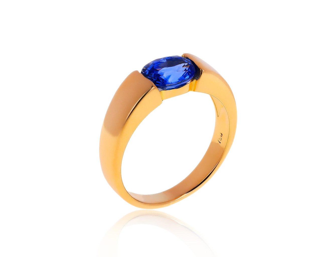 Богатое золотое кольцо с сапфиром 1.45ct 110419/12