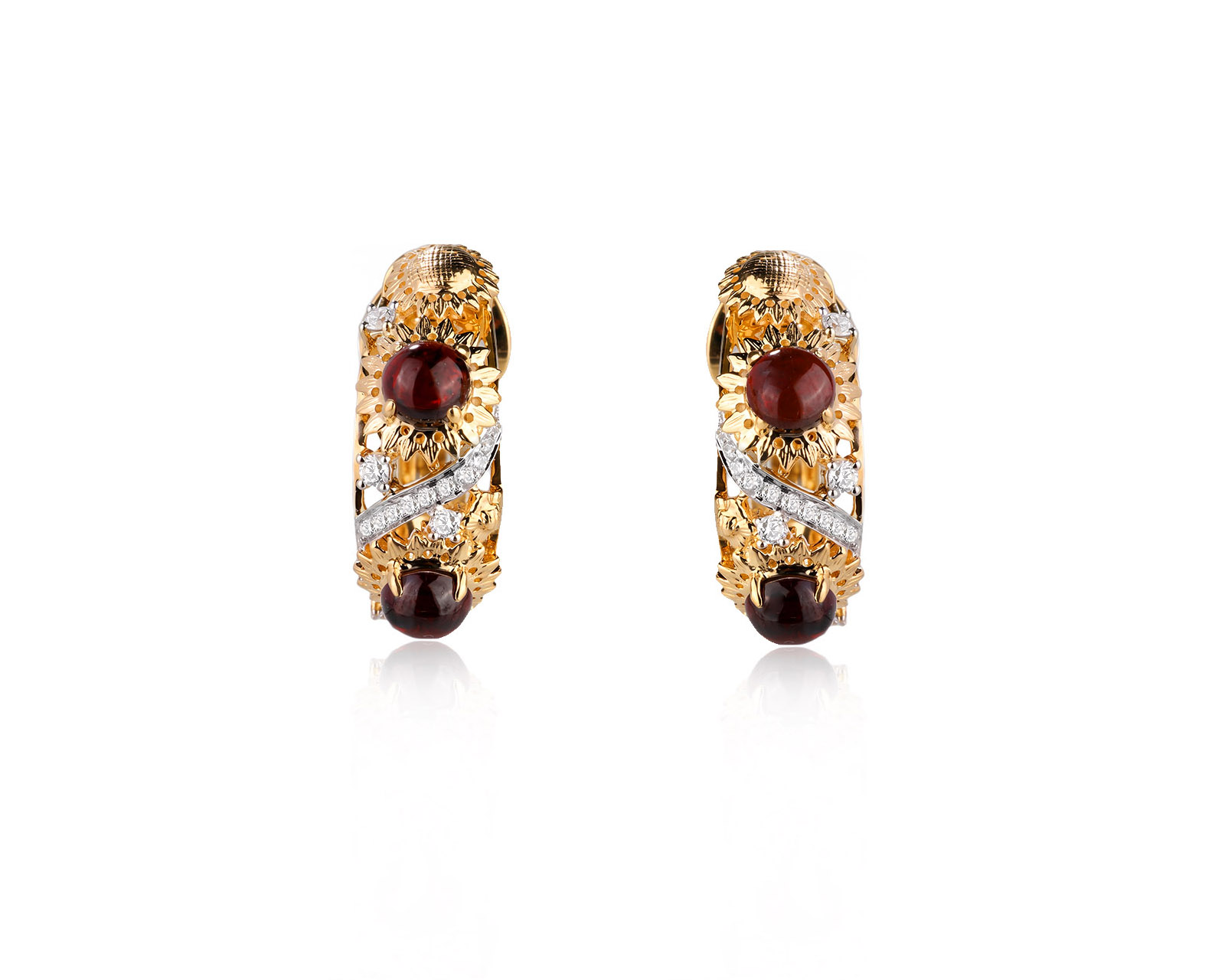 Оригинальные золотые серьги с гранатами 2.60ct Gourji 110726/1