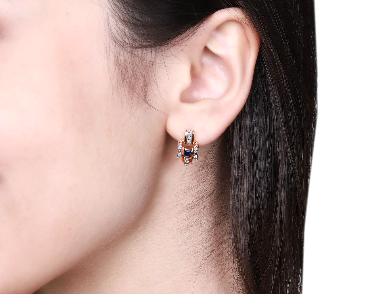 Прекрасные золотые серьги с сапфирами 0.34ct