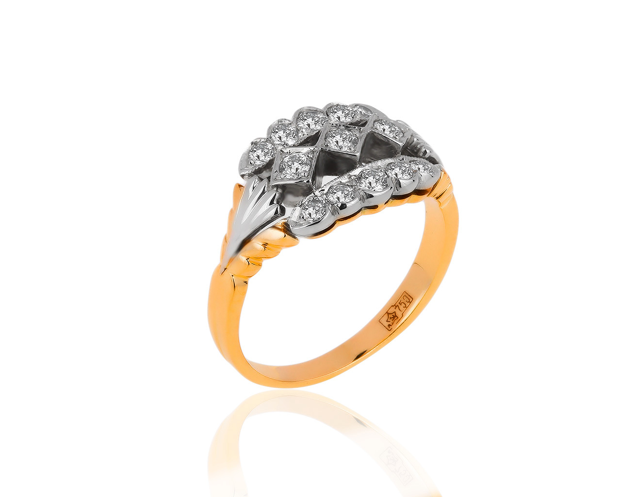 Винтажное золотое кольцо с бриллиантами 0.50ct