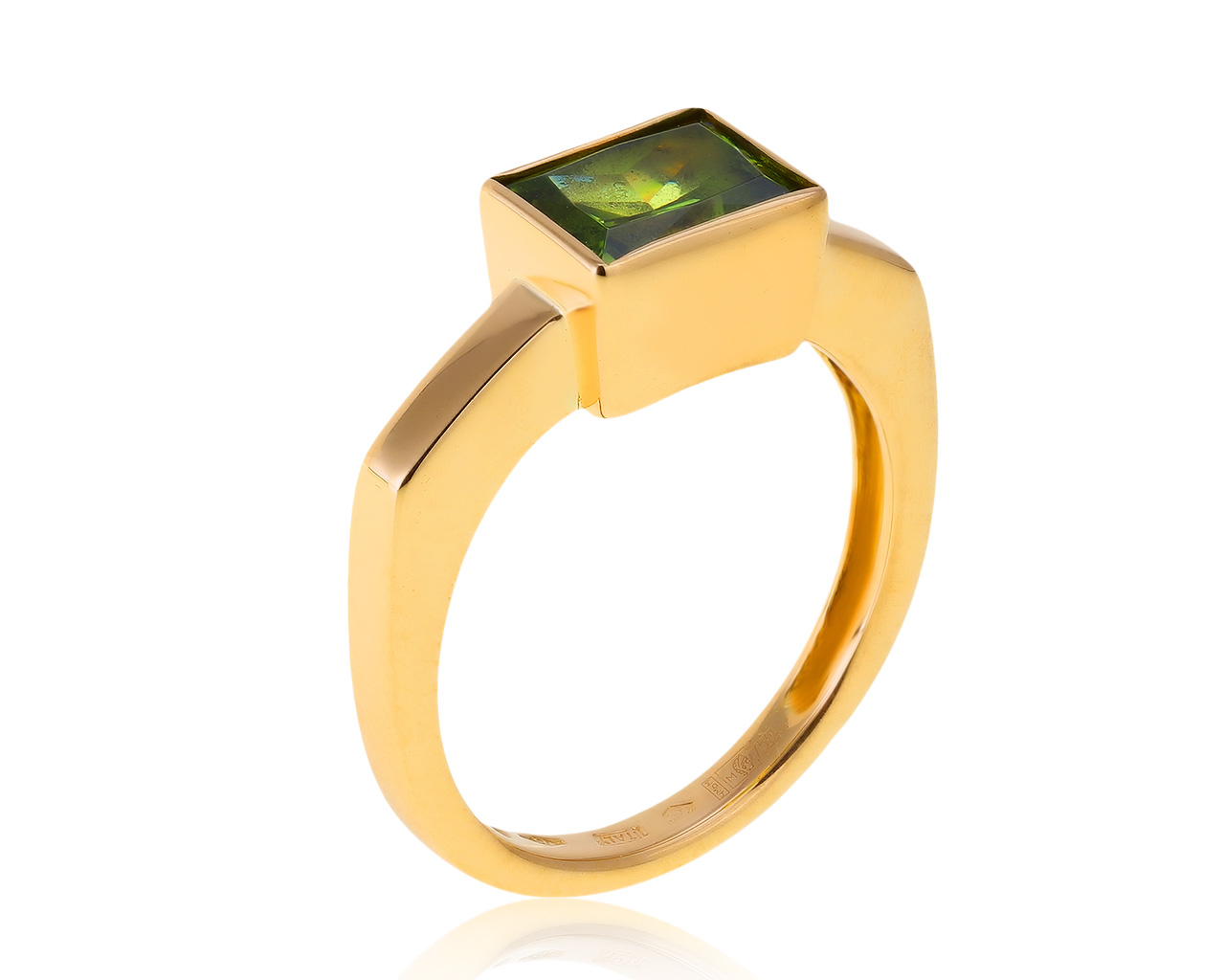 Итальянское золотое кольцо с хризолитом 1.36ct