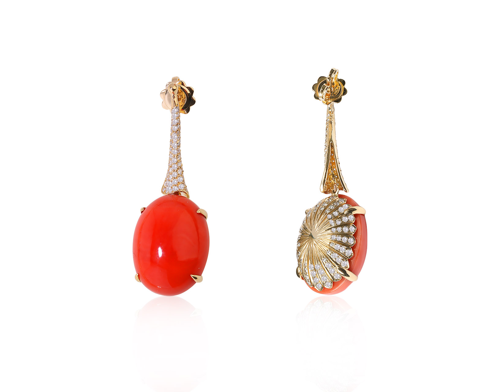 Красивые золотые серьги с кораллами 31.08ct 190722/5
