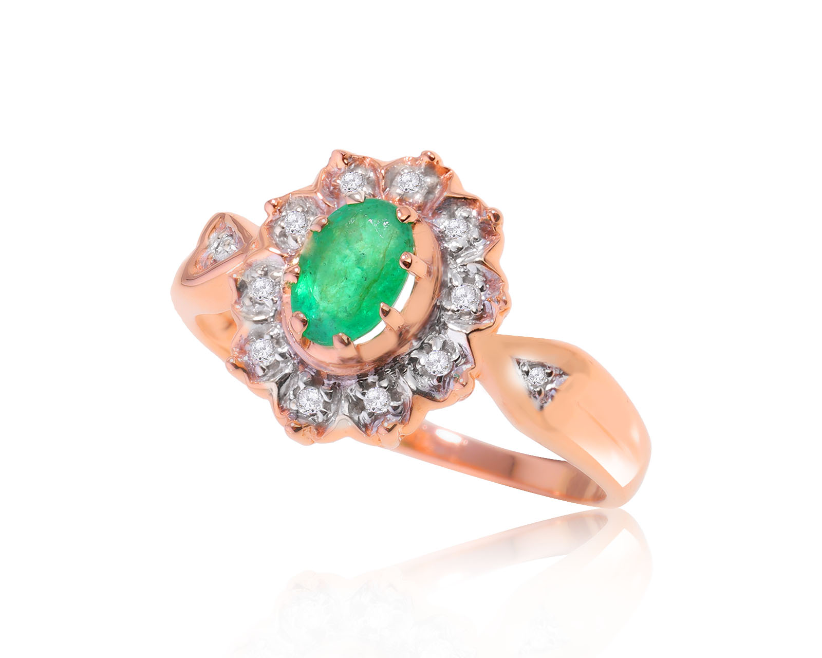 Золотое кольцо с изумрудом 0.40ct и бриллиантами 0.06ct 250824/8