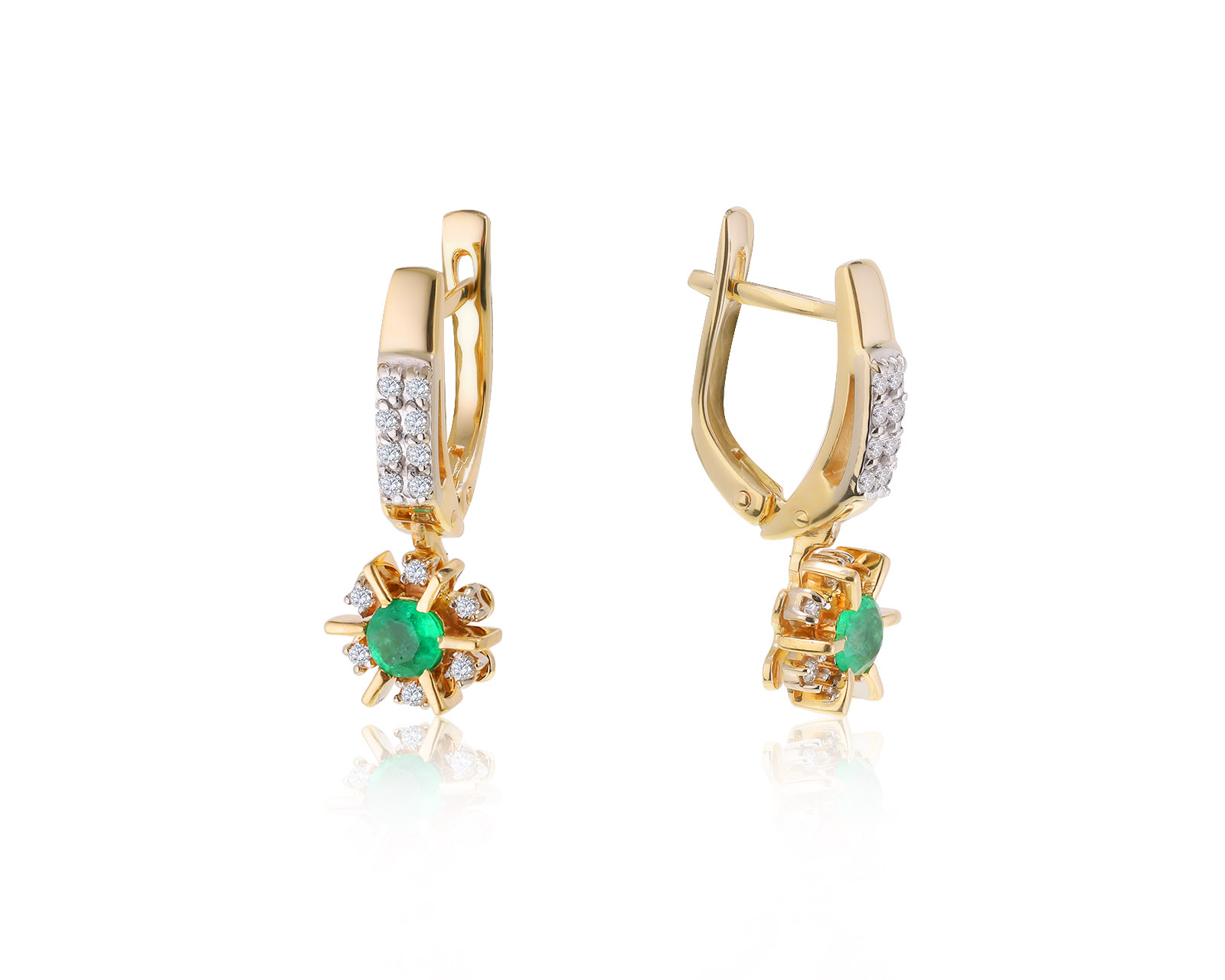 Эстетичные золотые серьги с изумрудами 0.58ct 050622/2