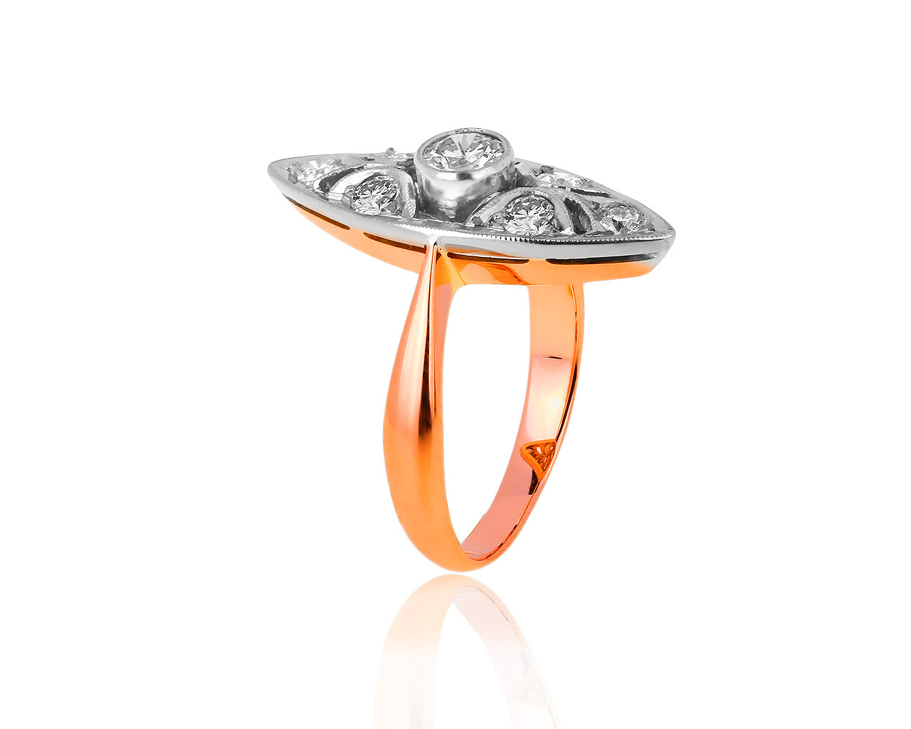 Винтажное золотое кольцо с бриллиантами 0.69ct