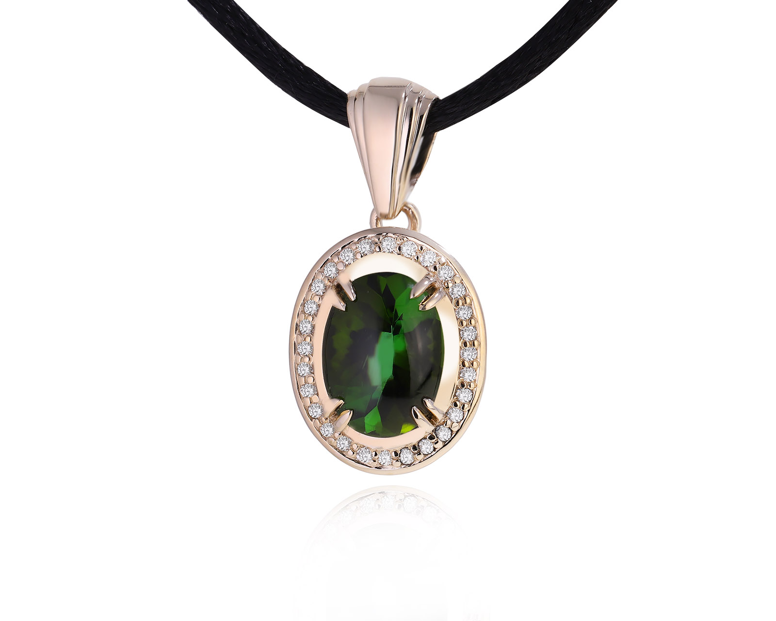 Золотой кулон с хромдиопсидом 5.15ct и бриллиантами 0.60ct 181024/6