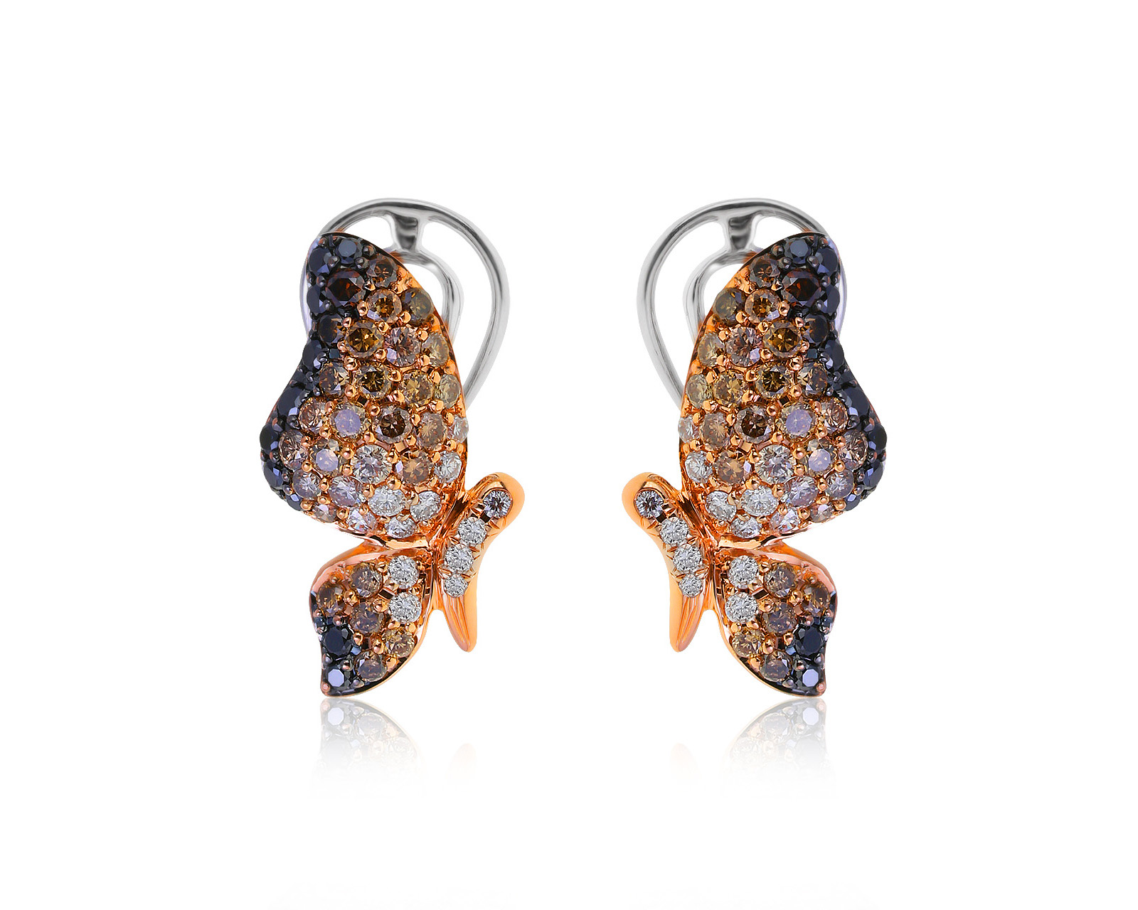 Оригинальные золотые серьги с бриллиантами 1.09ct Crivelli Butterfly