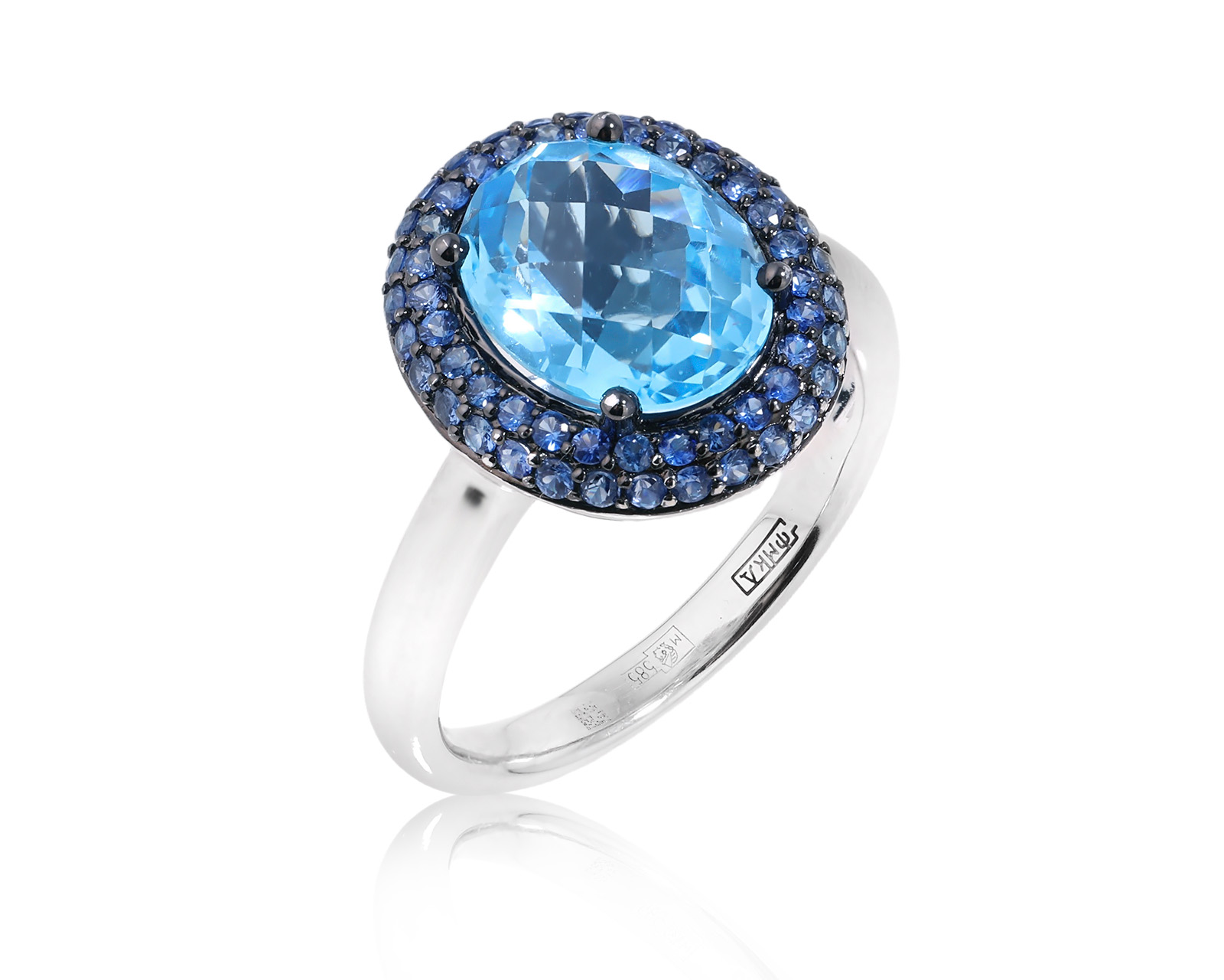 Золотое кольцо с топазом 3.43ct и сапфирами 0.48ct 261025/6