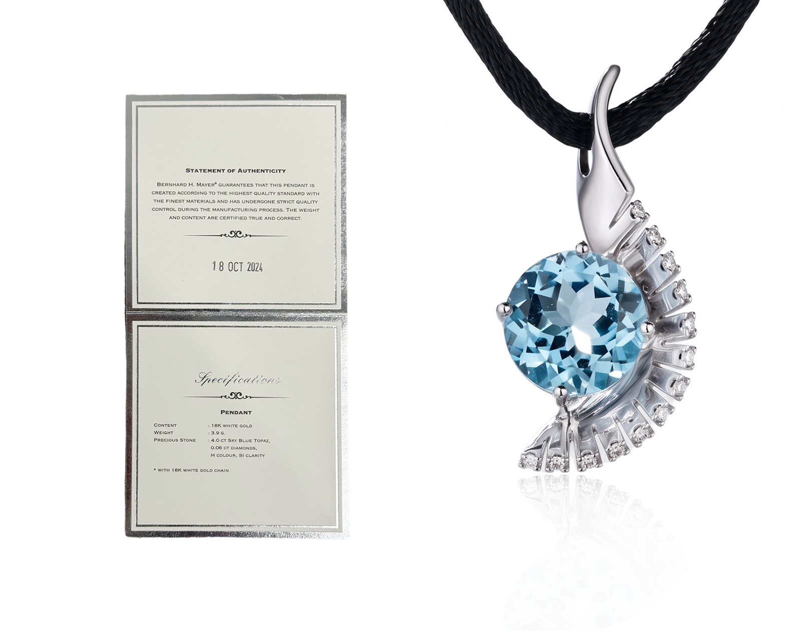 Оригинальный золотой кулон Bernhard H. Mayer Jazzy Blue Topaz