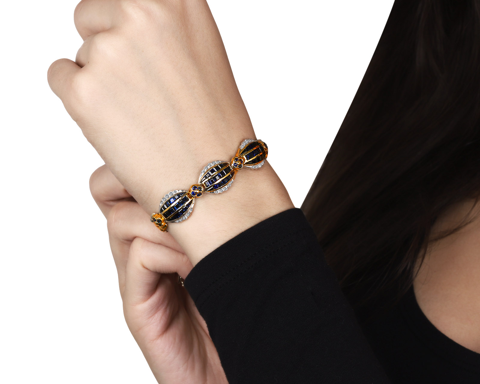 Итальянский золотой браслет с сапфирами 4.68ct
