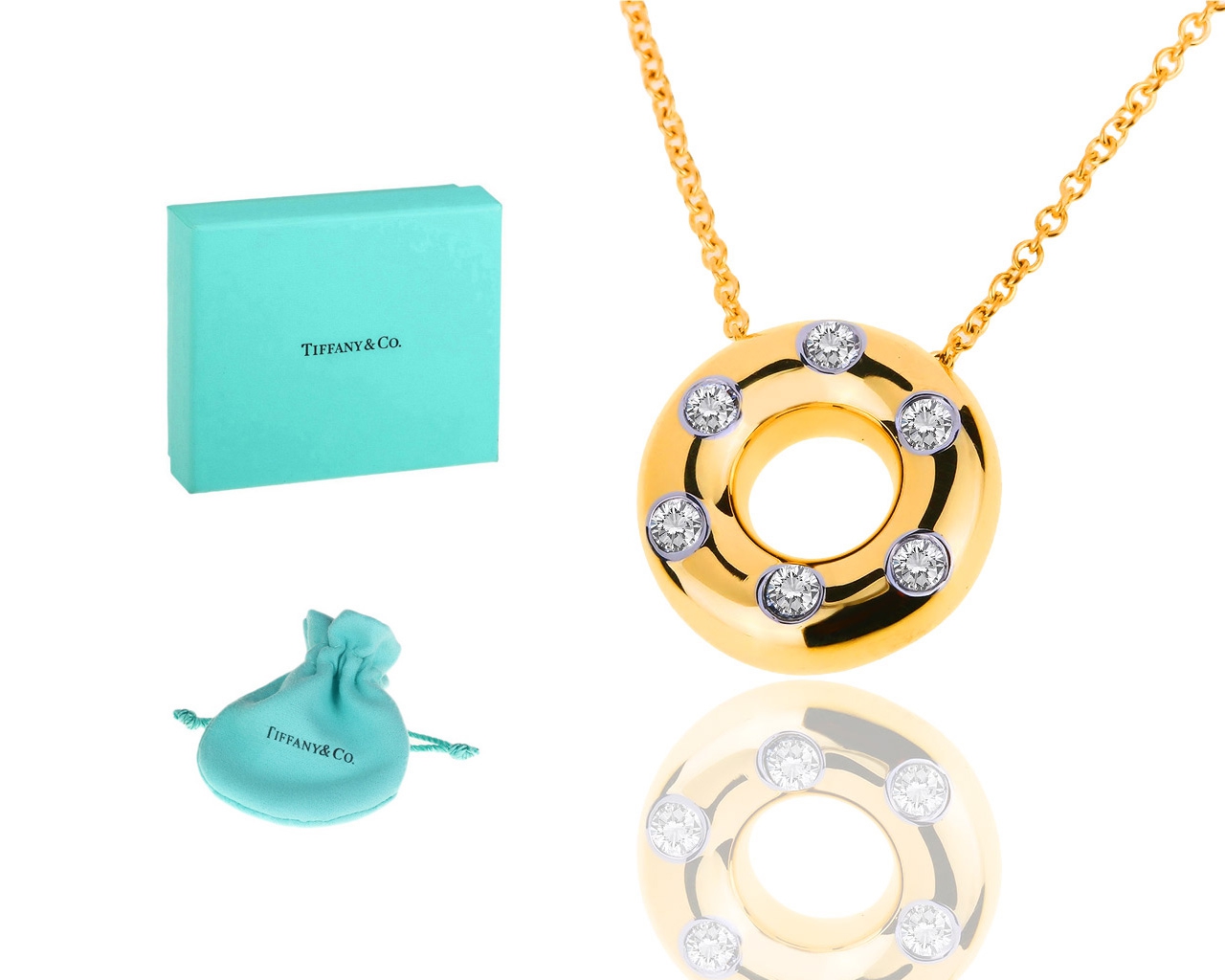 Золотая подвеска с бриллиантами 0.18ct Tiffany&Co Etoile