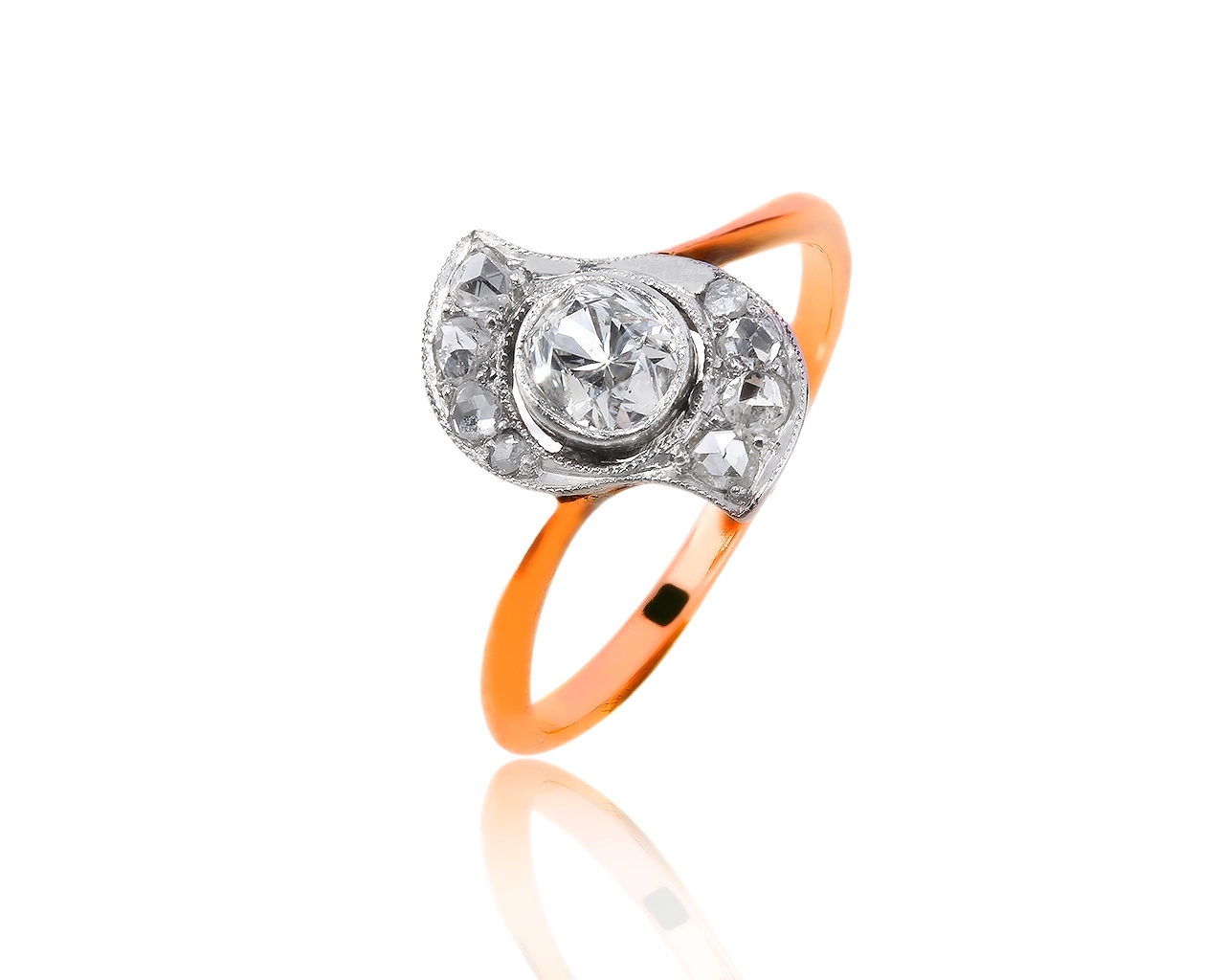 Винтажное золотое кольцо с бриллиантами 0.84ct 040317/1