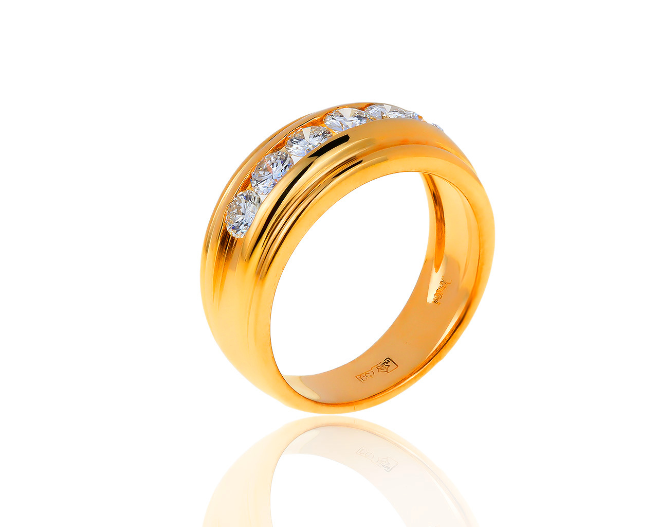 Итальянское золотое кольцо с бриллиантами 0.70ct