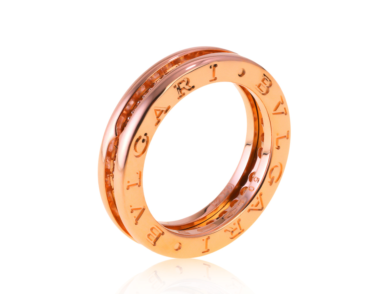 Оригинальное золотое кольцо с бриллиантами 0.48ct Bvlgari B.Zero1