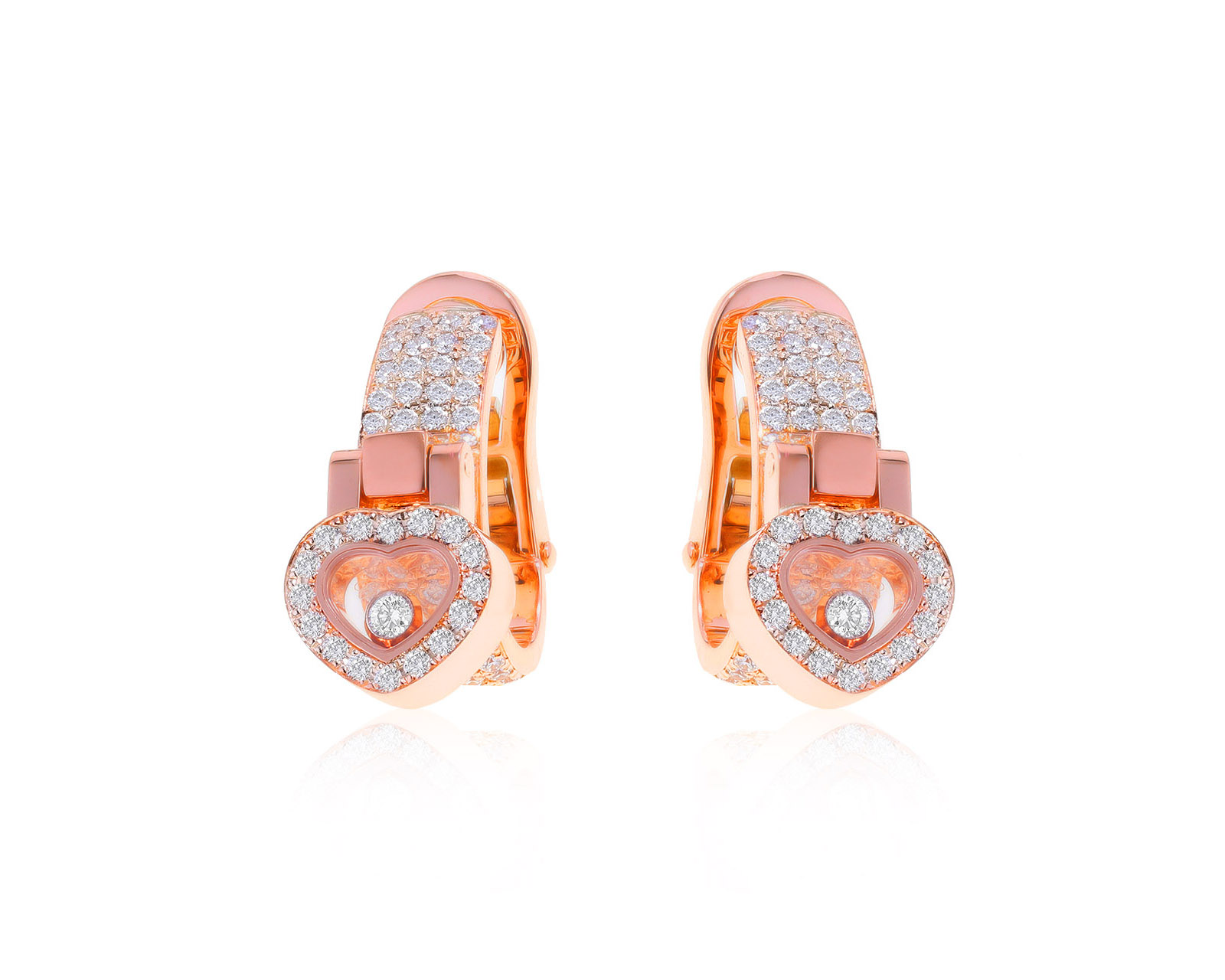 Оригинальные золотые серьги Chopard Happy Diamonds