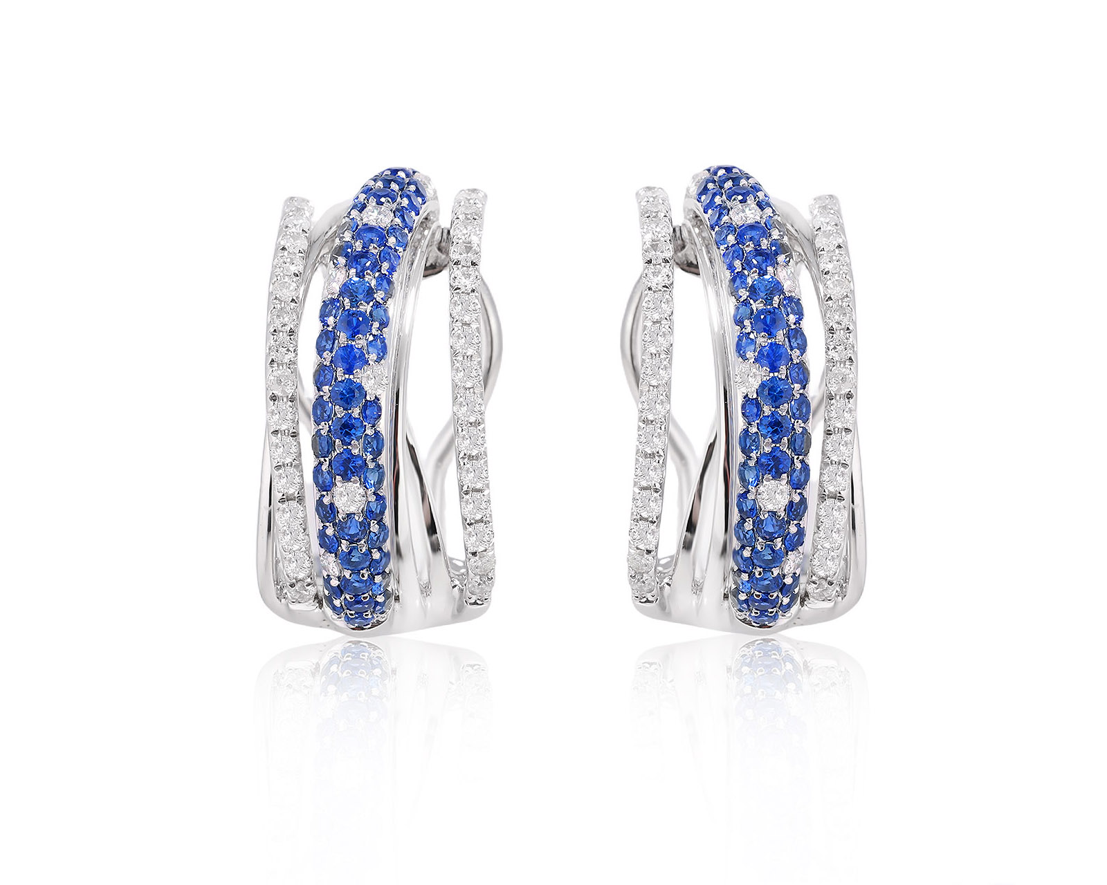 Золотые серьги с сапфирами 0.96ct и бриллиантами 0.53ct