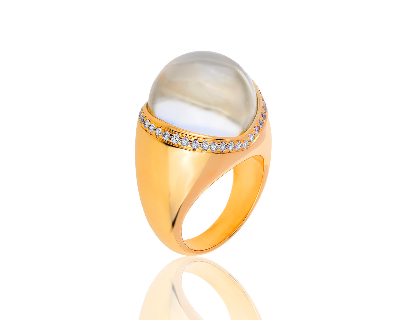 Оригинальное золотое кольцо с горным хрусталем 26.88ct Mauboussin