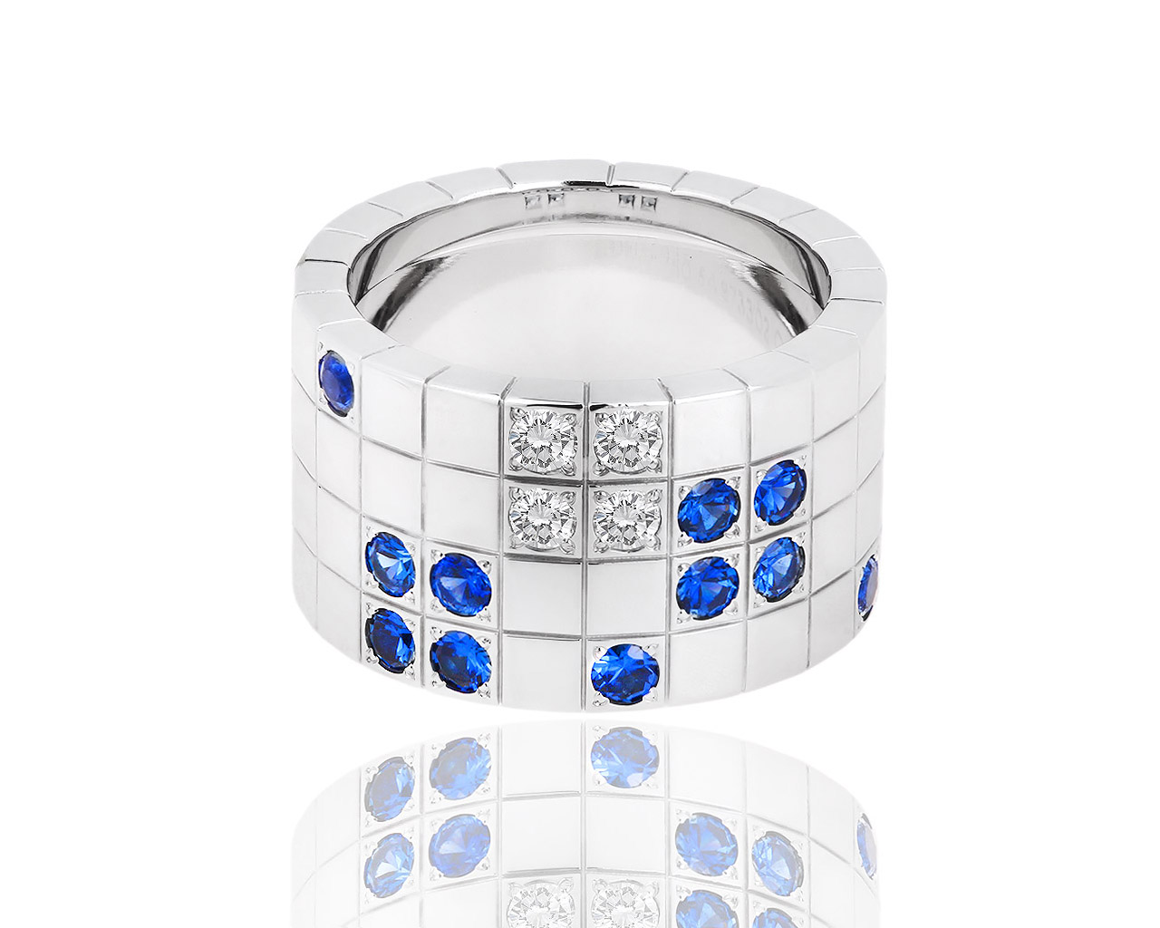 Оригинальное золотое кольцо с бриллиантами и сапфирами Cartier Lanieres 071018/2