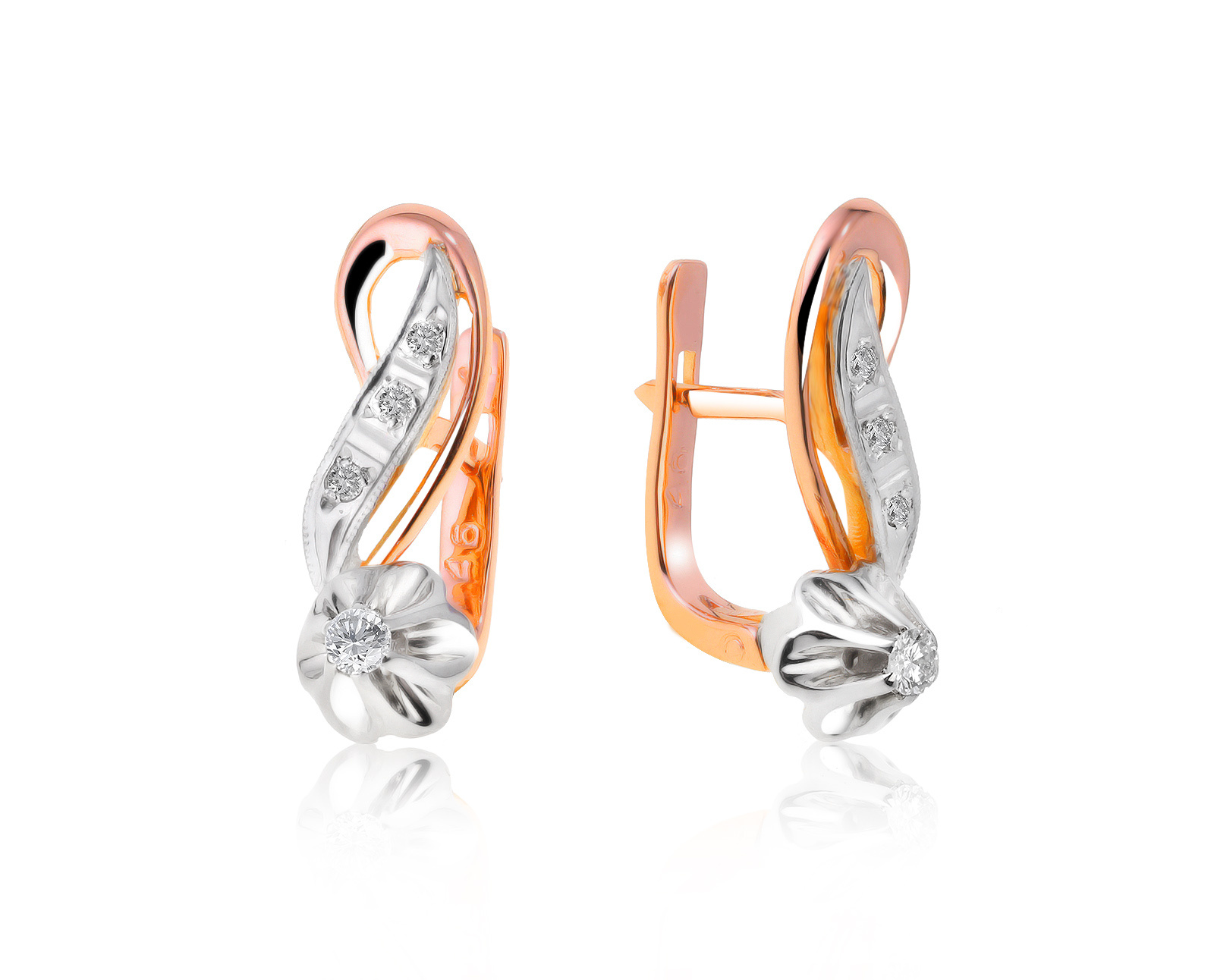 Классические золотые серьги с бриллиантами 0.25ct СССР 250521/2