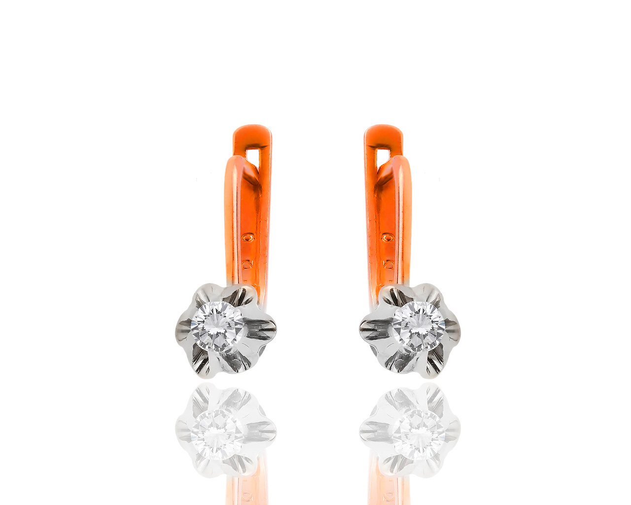 Классические золотые серьги с бриллиантами 0.35ct 020319/12