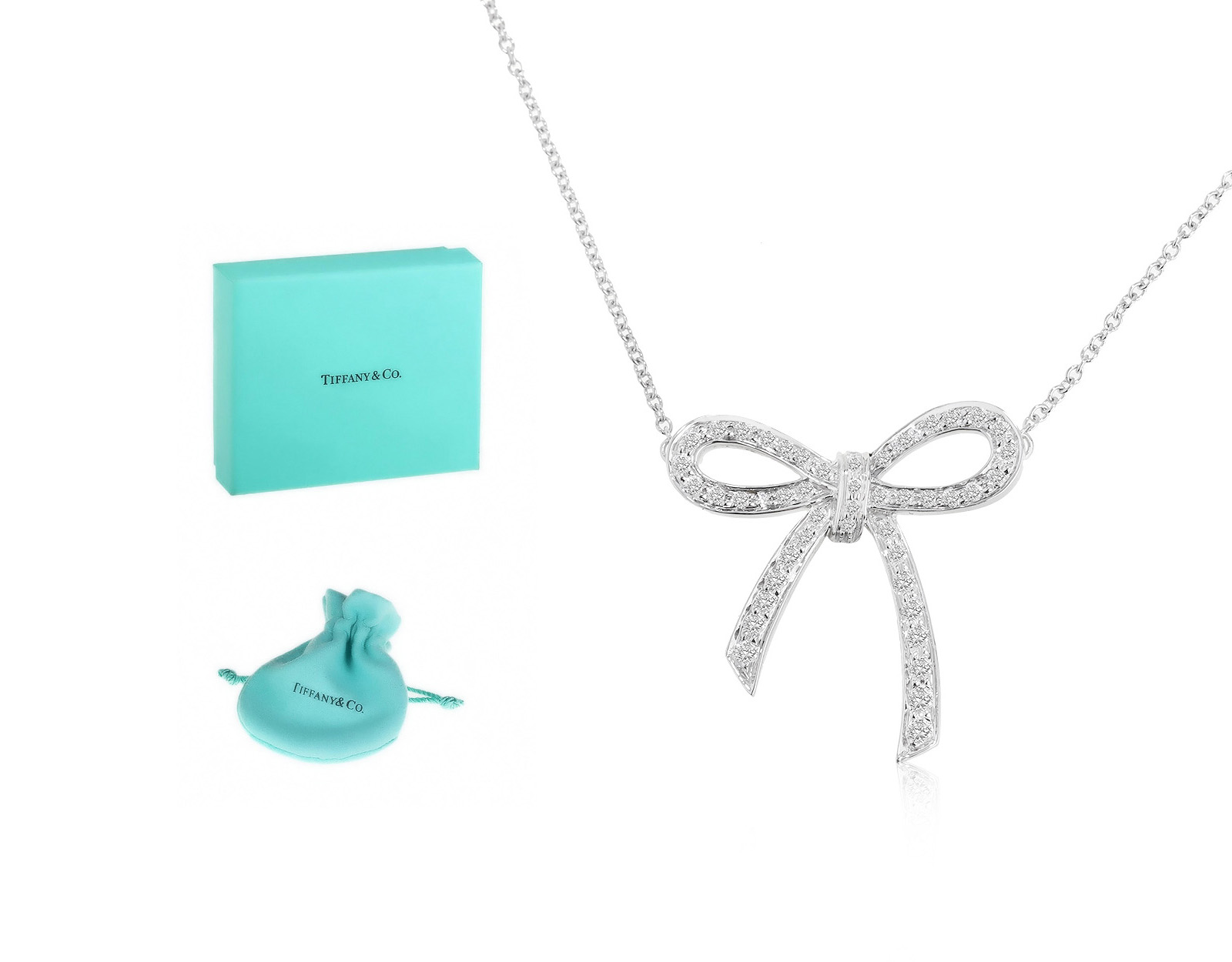 Оригинальная платиновая подвеска Tiffany&Co Bow