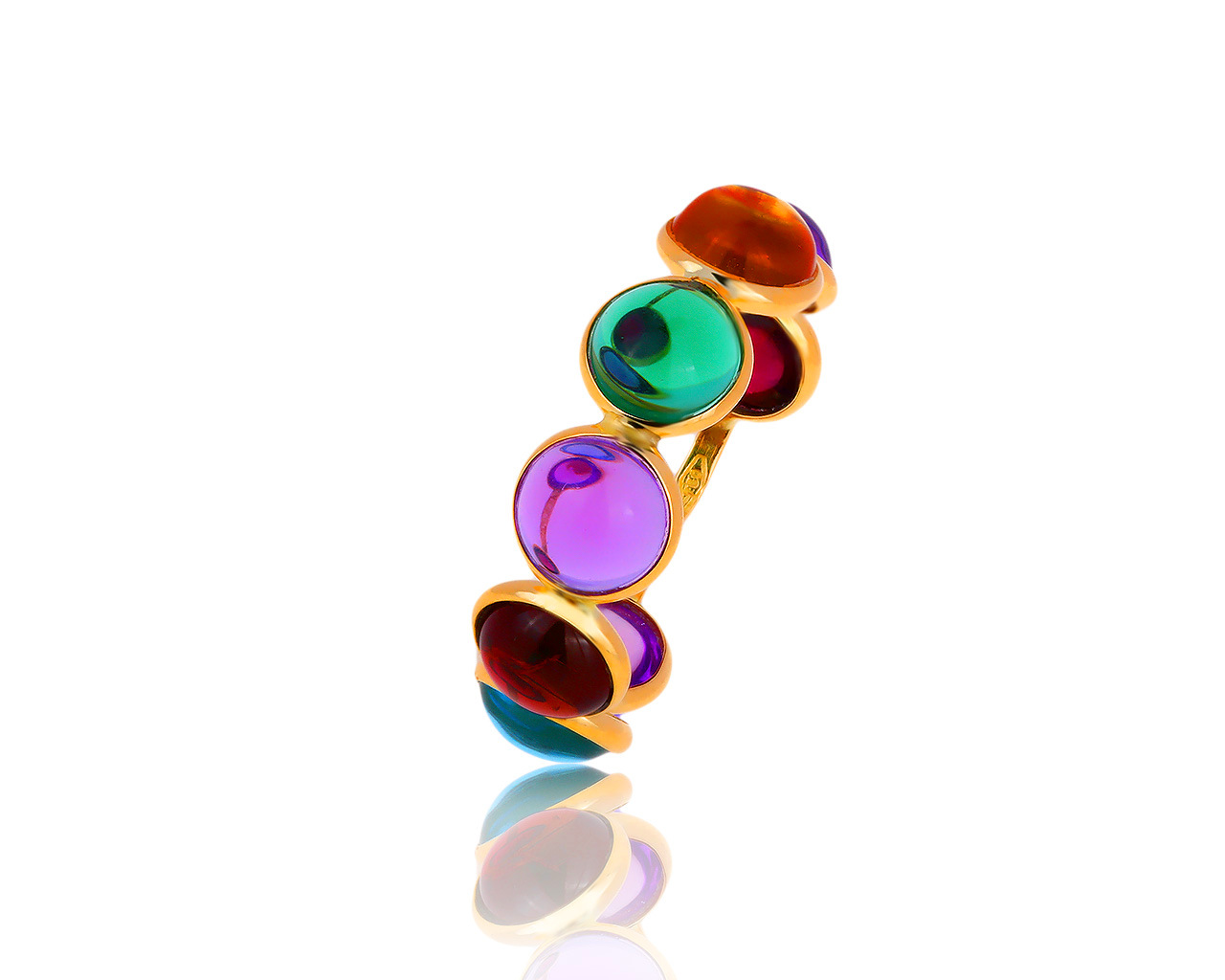 Оригинальное золотое кольцо с цветными камнями Roberto Bravo
