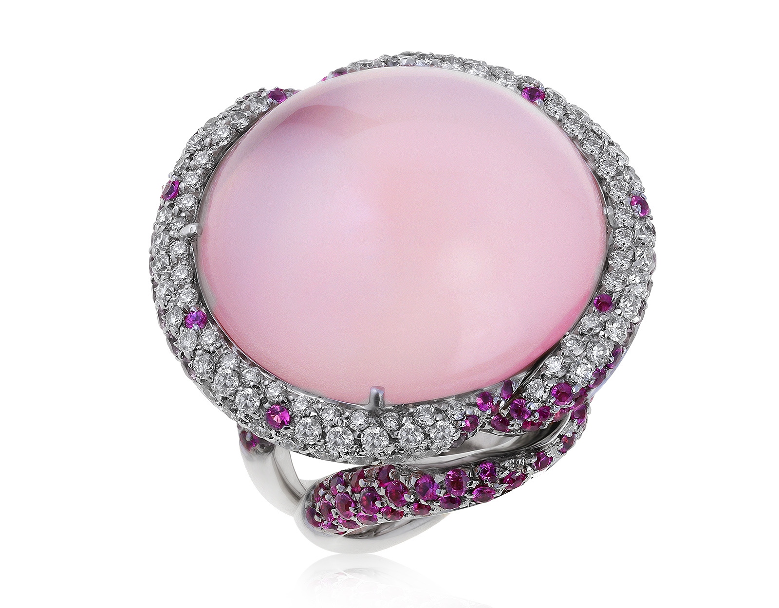 Оригинальное золотое кольцо с розовым кварцем 37.15ct Crivelli