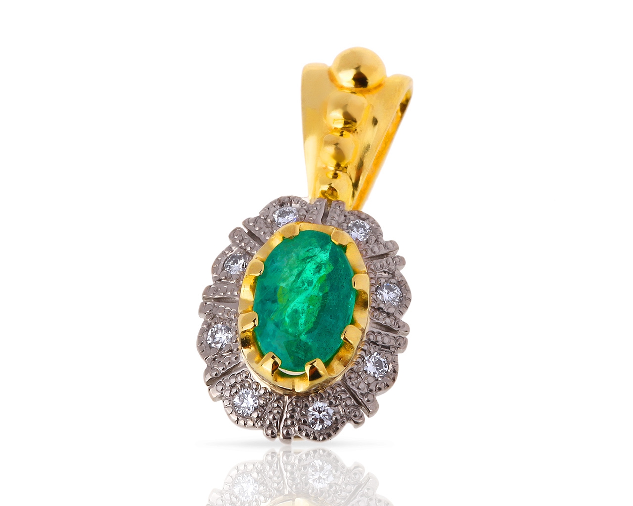 Золотой кулон с бриллиантами 0.05ct и изумрудом 0.25ct 280518/2