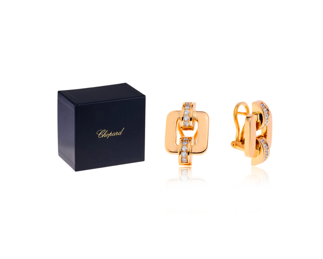 Оригинальные золотые серьги с бриллиантами 0.30ct Chopard