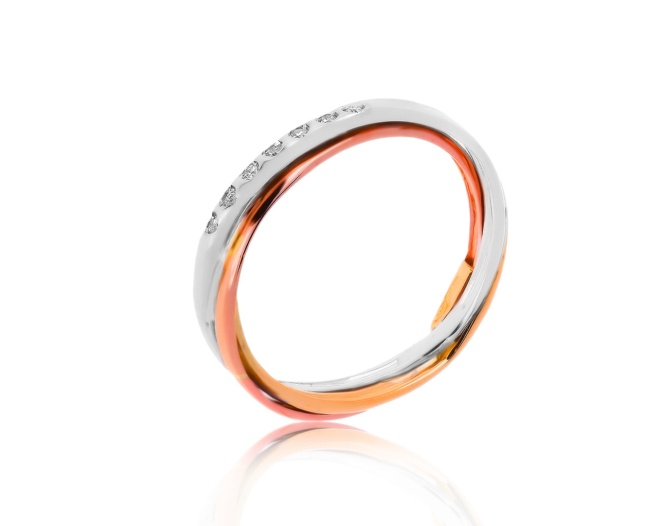 Оригинальное итальянское золотое кольцо с бриллиантами 0.04ct Capra