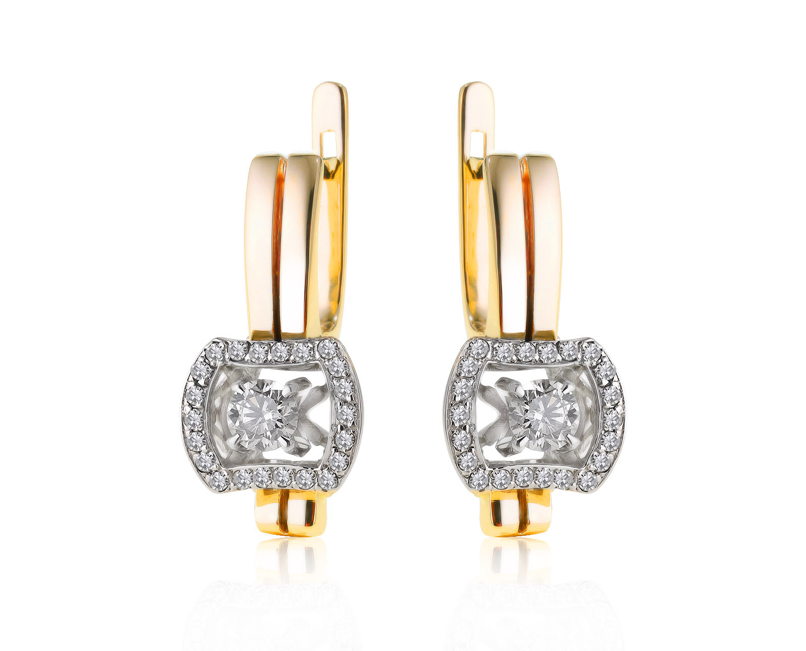 Прекрасные золотые серьги с бриллиантами 1.00ct СССР