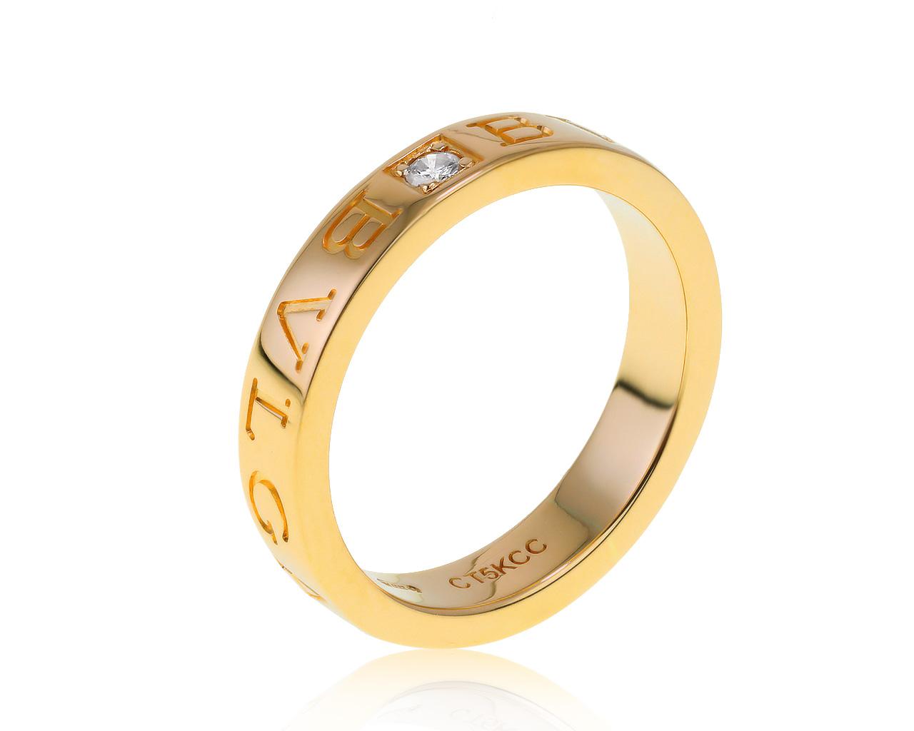 Оригинальное золотое кольцо с бриллиантом 0.04ct Bvlgari Bvlgari