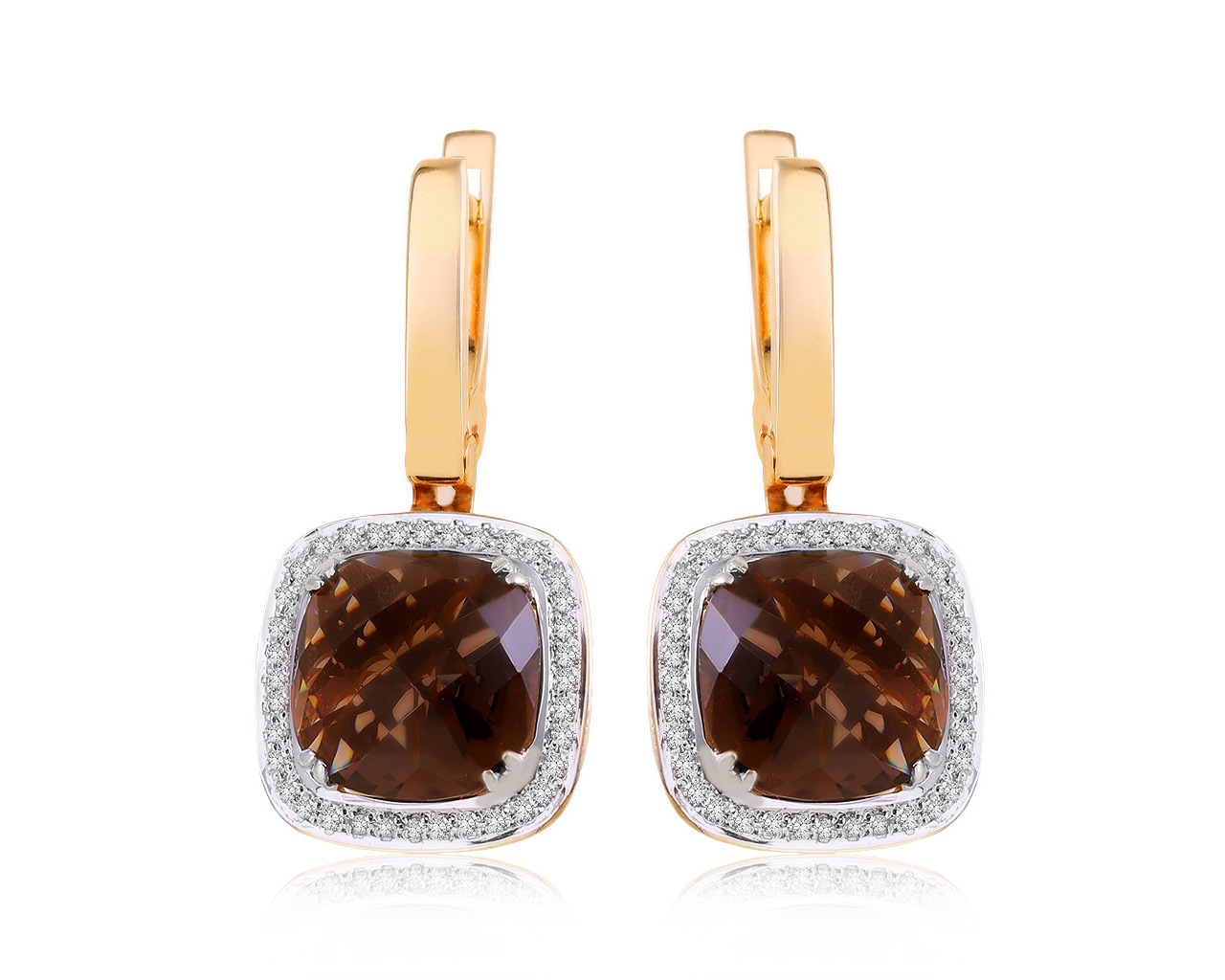 Женственные золотые серьги с раухтопазами 7.31ct 211120/2