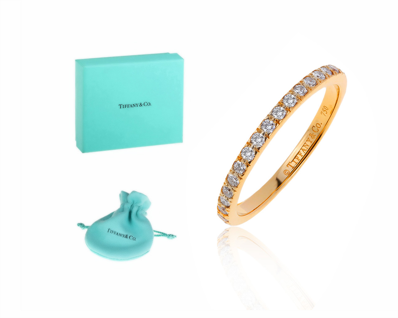 Оригинальное золотое кольцо с бриллиантами 0.43ct Tiffany&Co