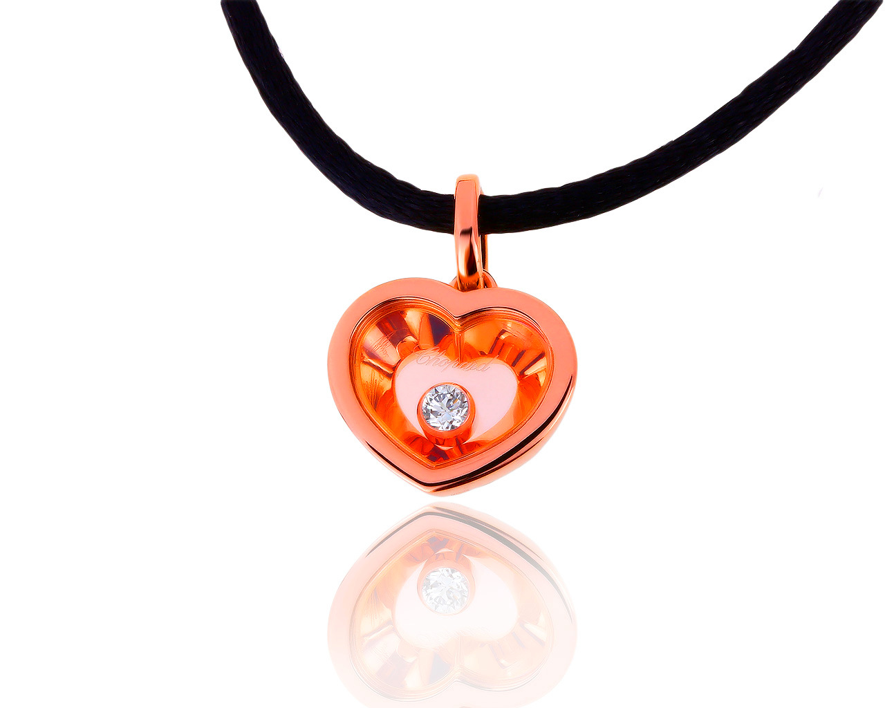 Оригинальный золотой кулон с бриллиантом 0.10ct Chopard