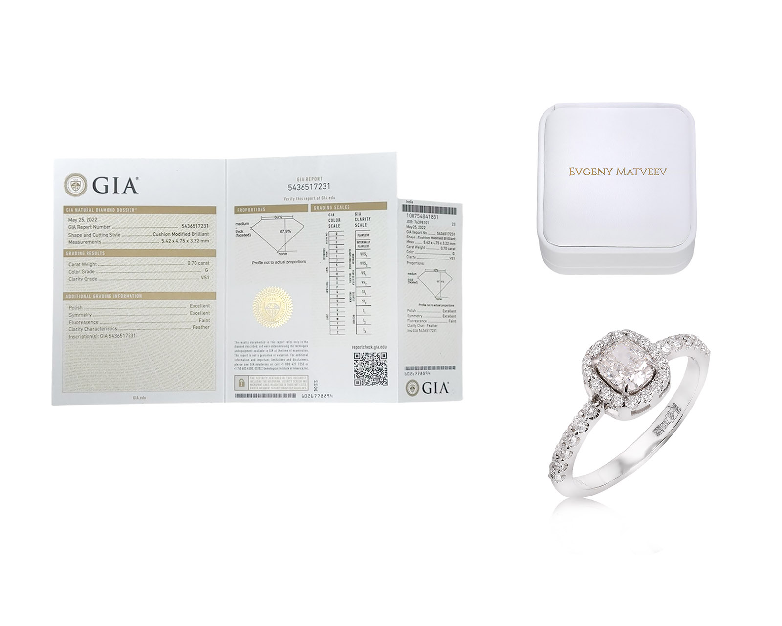 Золотое кольцо с бриллиантами 1.02ct Evgeny Matveev