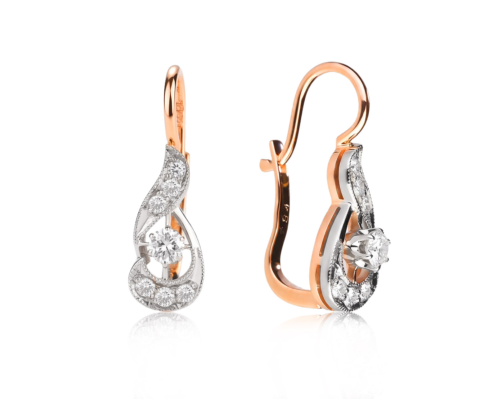 Золотые серьги с бриллиантами 0.65ct СССР