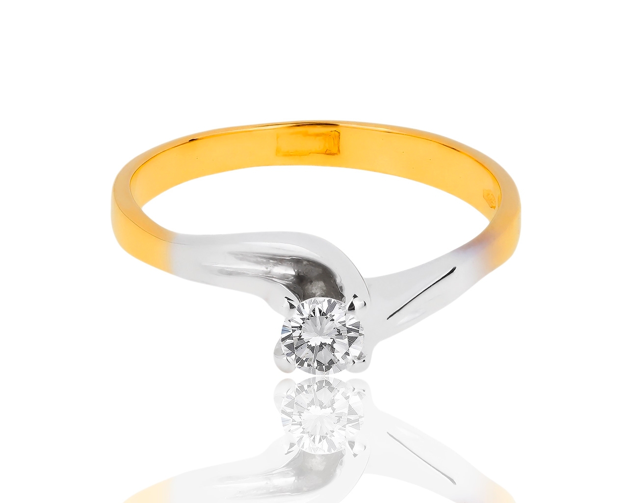 Стильное золотое кольцо с бриллиантом 0.22ct 310119/15