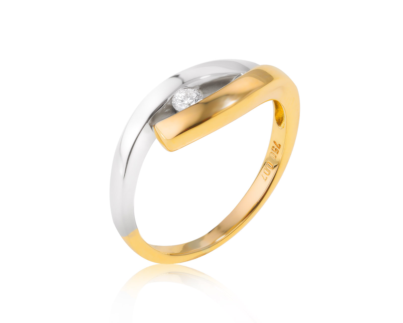 Золотое кольцо с бриллиантом 0.07ct